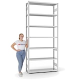 thumbnail of PROREGAL Fachbodenregal Stecksystem | Grundregal | HxBxT 300x130x40cm | 7 Ebenen | Fachlast 215 kg | Beidseitig nutzbar | Lichtgrau