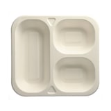 thumbnail of PAPSTAR 50 Siegelschalen, Zuckerrohr 3-geteilt 1350 ml 4,2 cm x 24,5 cm x 26,5 cm weiss