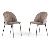 thumbnail of Set van 2 fluwelen stoelen voor binnen, gestoffeerd, metalen poten, elegant design voor eetkamer, bar en restaurants–Taupe/Donkergrijs-Sonia