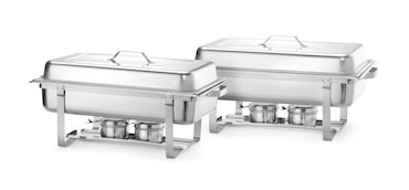 Juego de 2 Chafing Dish Hendi de acero inoxidable con GN1/1 de 9 litros