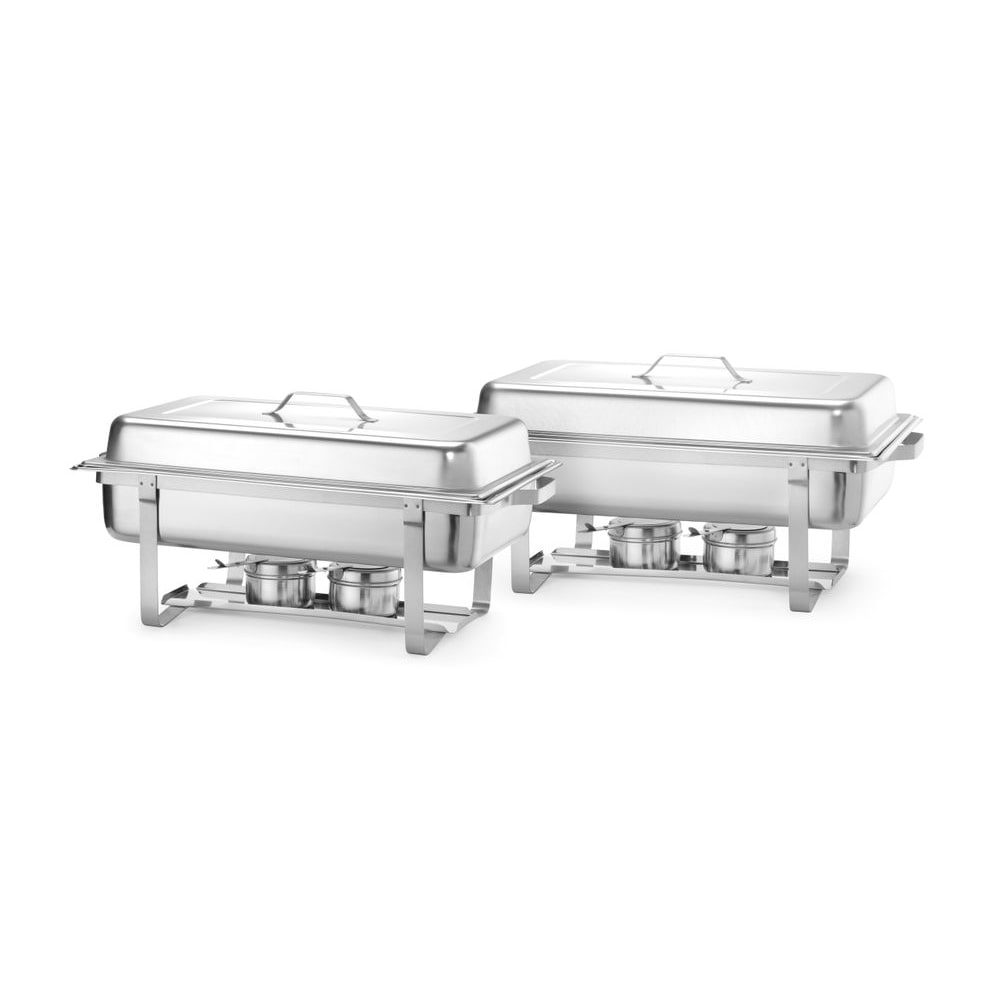 Juego de 2 Chafing Dish Hendi de acero inoxidable con GN1/1 de 9 litros