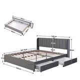 thumbnail of Merax Stauraumbett Polsterbett 160x200 Doppelbett aus Samt mit Gepolstertes Kopfteil & 2 Schubladen & Lattenrost Grau