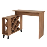 thumbnail of Bartafel HWC-M45, statafel bartafel wijnrek wijnkast, opbergvakken 93x120x98cm, bruin