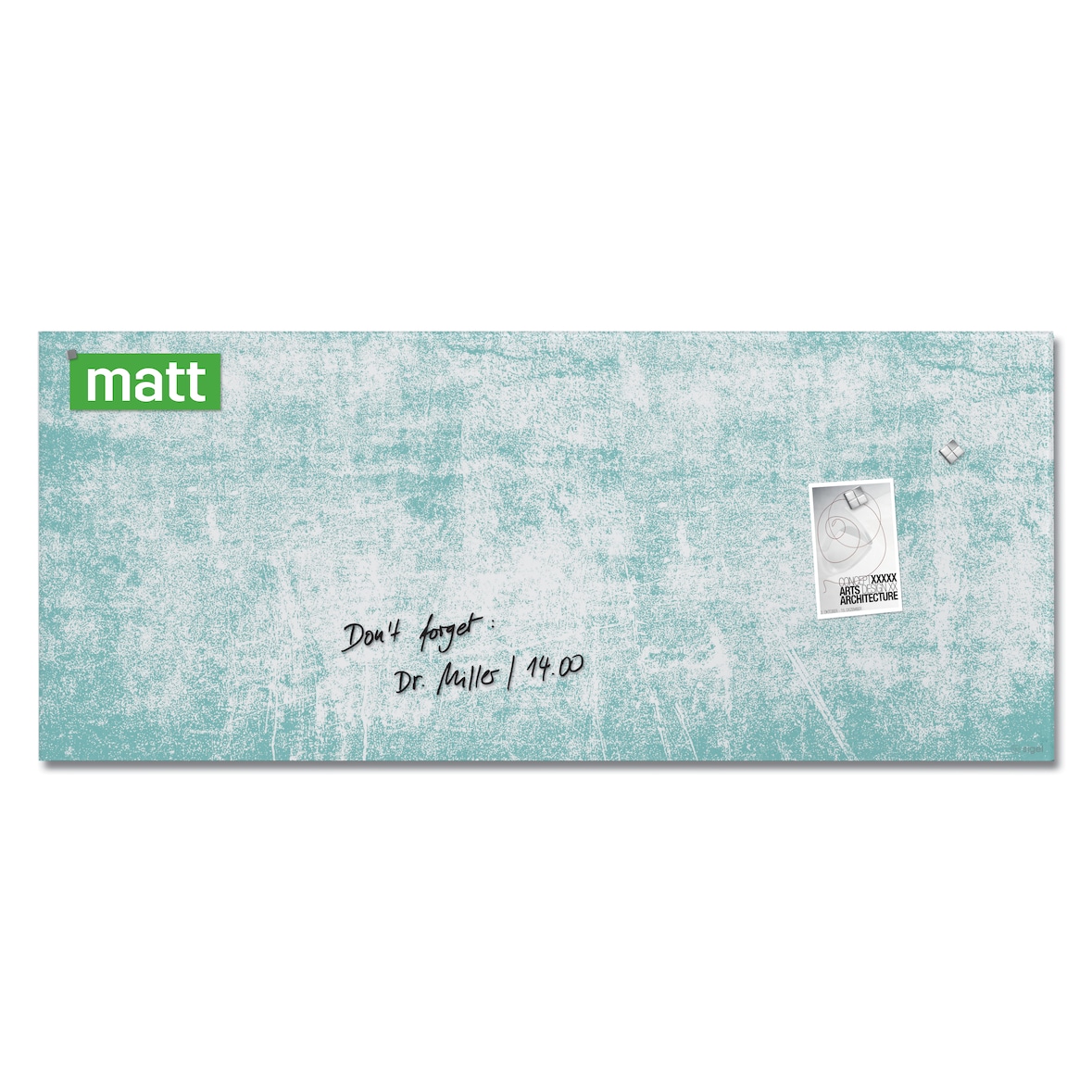 Sigel GL297 Glas-Magnettafel Artverum - Design Turquoise Wall - 130 x 55 cm - türkis, weiß - Sicherheitsglas