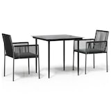 thumbnail of vidaXL 3-tlg. Garten-Essgruppe mit Kissen Schwarz Poly Rattan & Stahl