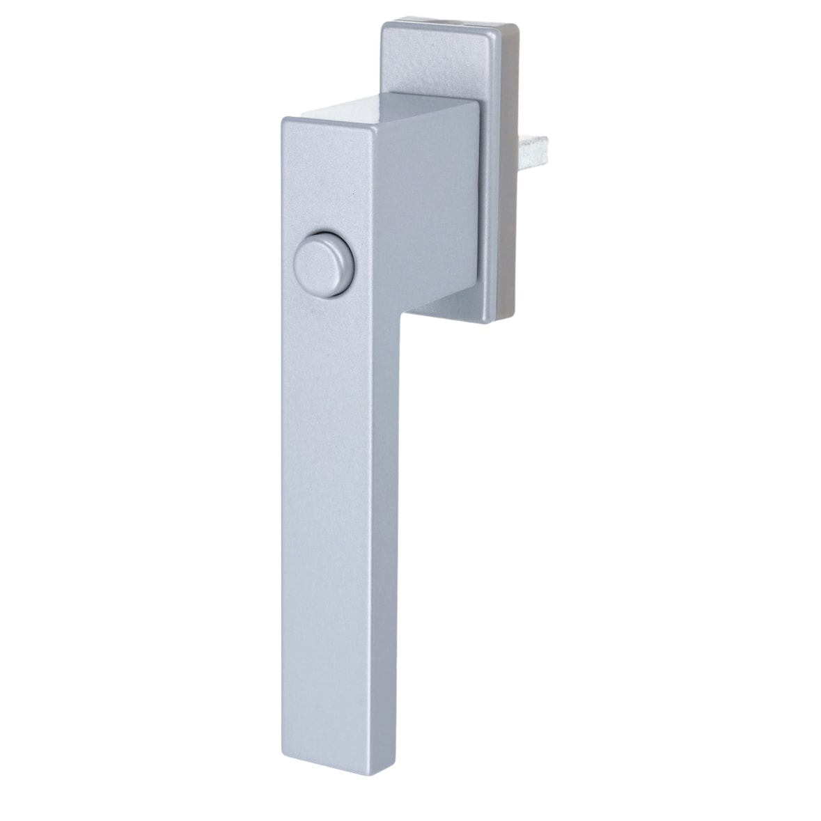 Aluminium Fenstergriff mit Druckknopf Kinderschutz Rasterolive Griff Silber