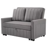 thumbnail of Multifunktionales Sofabett, faltbar, 127x75x94 cm, mit 2 Kissen und verstellbarer Rückenlehne, ideal für kleine Räume, Stoffbezug, Antikgrau