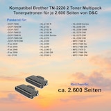 thumbnail of Kompatibel Brother TN-2220 2 Toner Multipack Tonerpatronen für je 2.600 Seiten von D&C