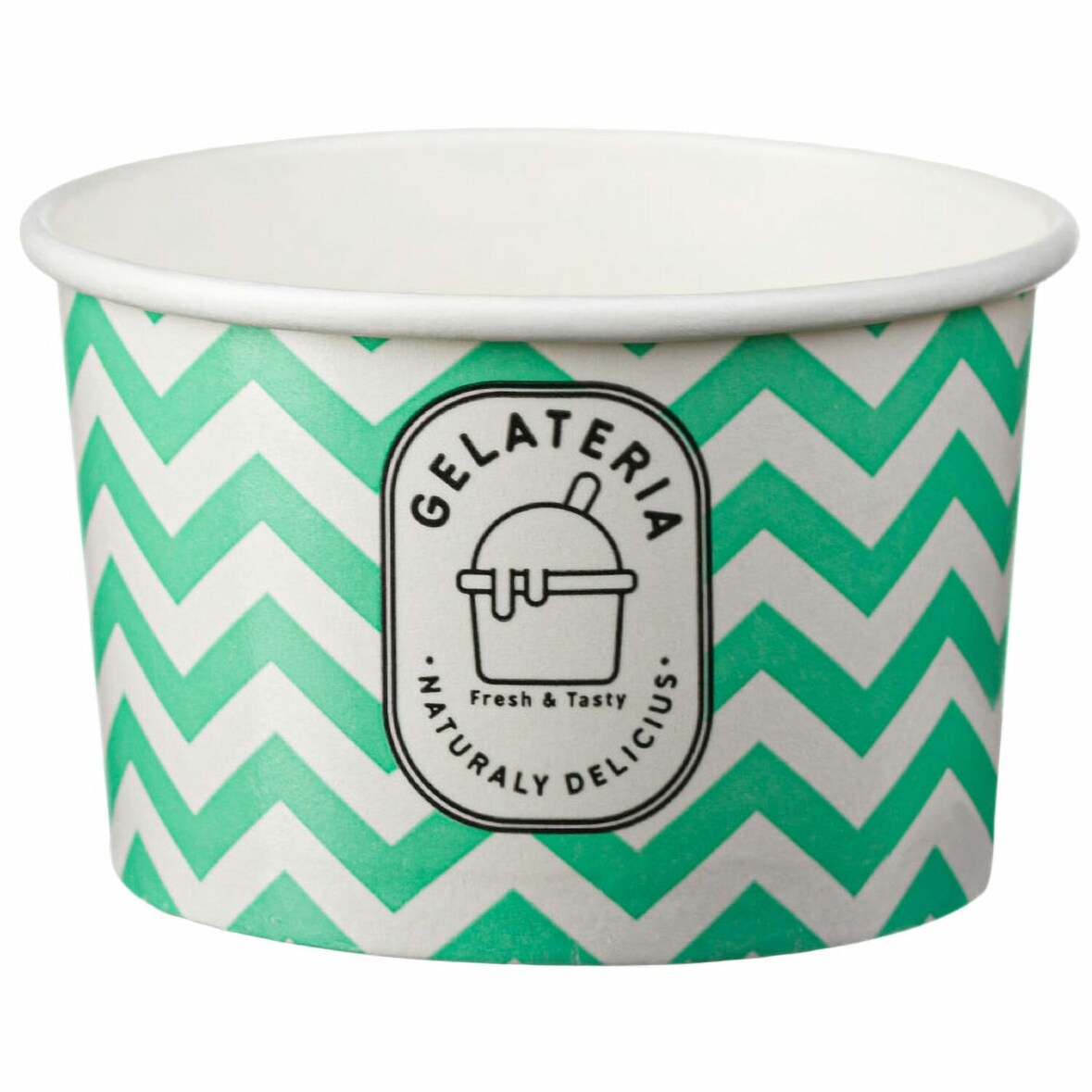 50x Eisbecher aus Papier Zick Zack Motiv grün 260 ml 8oz