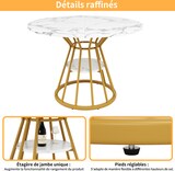 thumbnail of Esstisch rund 100x100x76 cm Marmormuster MDF+Metall Gold mit Ablagefläche und verstellbaren Füßen stabiler Küchentisch