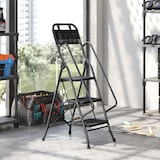 thumbnail of HOMCOM escalera plegable de 3 peldaños con bolsa de herramientas, carga 150 kg, con peldaños anchos antideslizantes, bloqueo de seguridad, negro
