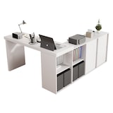 thumbnail of Schreibtisch 120x48x78 MDF 360° drehbar L-Form Sideboard 8 Fächer Stauraum robust multifunktional Homeoffice Büro Weiß