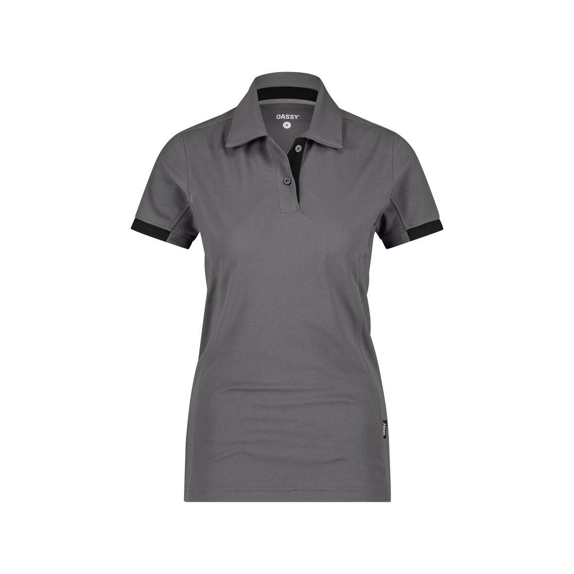 DASSY® Traxion Next Women Damen-Poloshirt, D-FX Flex, tailliert, UV-Schutz UPF 50+, Mesheinsätze, Art. 710085 anthrazitgrau/schwarz M
