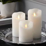 thumbnail of LED Kerze Twinkle Echtwachs mechanisch bewegte Flamme Timer H: 15cm weiß