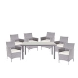 thumbnail of Poly rotan set Halden, tuinmeubelen balkonset ~ grijs, kussens crème