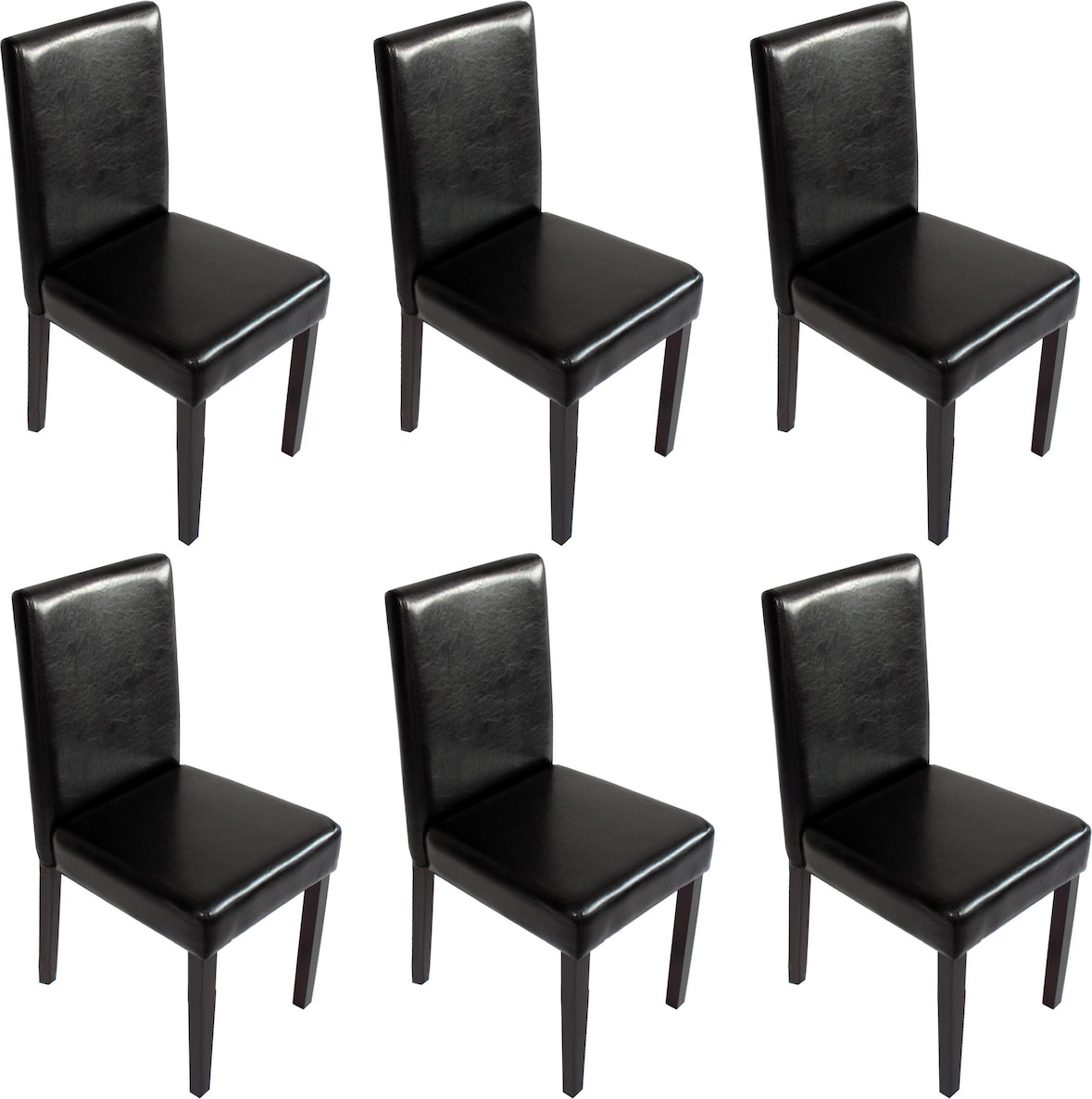 6er-Set Esszimmerstuhl Stuhl Küchenstuhl klassisch und zeitlos  | HxBxT 90x43x56cm | Sitzhöhe 45cm |  Kunstleder  |  dunkle Beine |  Schwarz