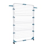 thumbnail of Stendibiancheria Da Pavimento Con Rotelle Stendino A Torre Verticale In Acciaio 4 Ripiani 2 Appendi Grucce Pieghevole 168.5x71x71 Cm Bianco Blu