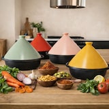 thumbnail of Menastyl - Tajine d24cm fond alu induction couvercle en céramique magenta