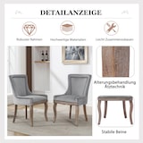 thumbnail of Esszimmerstuhl Polsterstuhl Samt Grau 91x61x55 cm mit Massivholzrahmen Pin Kopf Dekor und geschwungenen Vorderbeinen für Restaurant und Zuhause