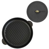 thumbnail of Ø30cm Grillpfanne aus Gusseisen Bräter mit Pressdeckel Schmortopf zwei Griffe Servierpfanne Grill