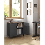 thumbnail of Metallschrank 80 x 40 x 76 cm, mit Doppeltür, Magnetverschluss, Verstellbarer Einlegeboden, Flügeltürenschrank Aktenschrank, Braun-schwarz