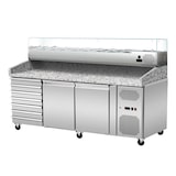 thumbnail of Gastro Pizzakühltisch mit Kühlausatzvitrine Saladette Kühltisch 390 Liter Edelstahl