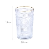 thumbnail of Relaxdays Trinkgläser 4er Set, spülmaschinenfest, 400 ml, Vintage Gläser mit Goldrand, Wasser, Saft & Limo, transparent