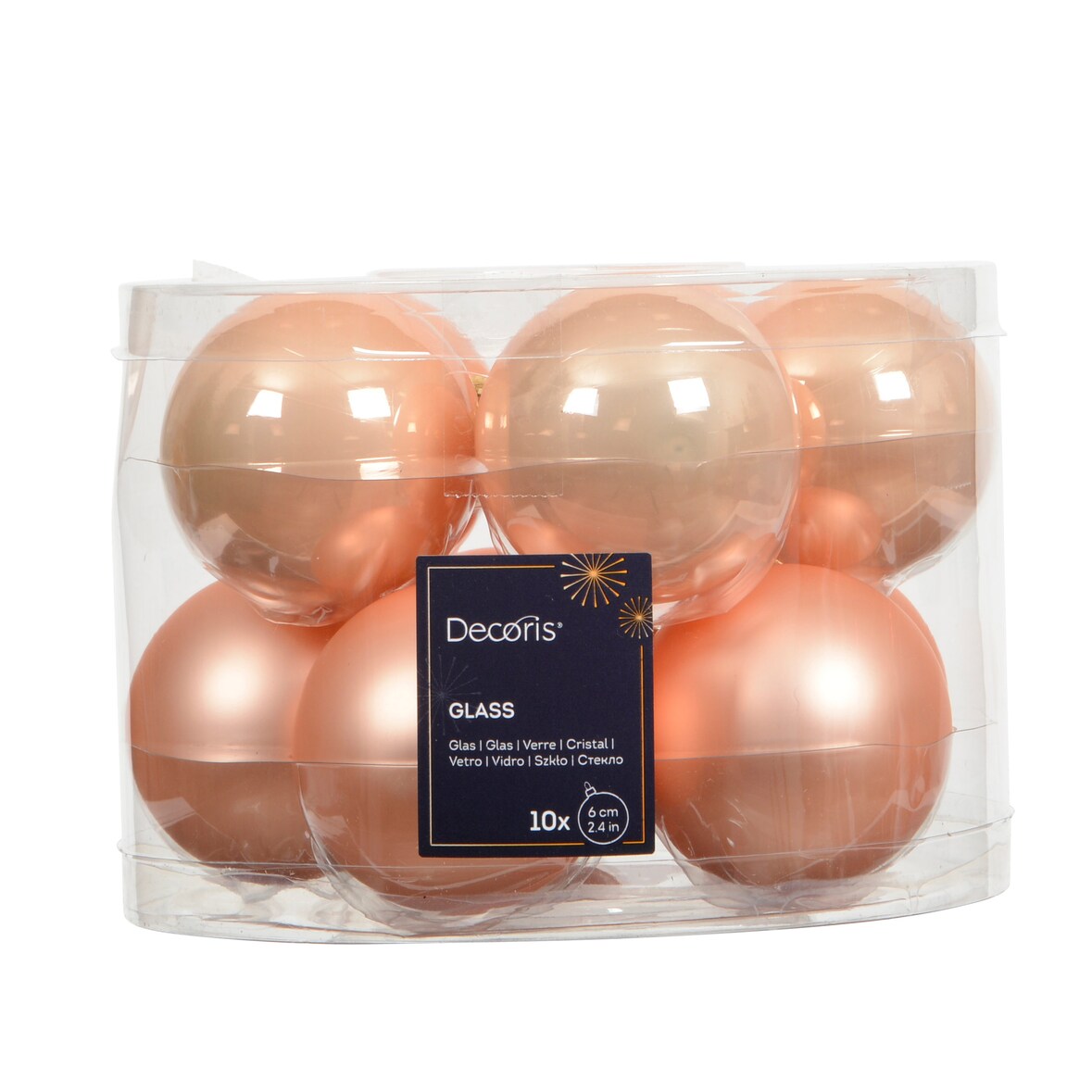 10 Weihnachtskugeln Glas 6cm matt & glänzend Christbaumkugeln Weihnachtsbaumkugeln Christbaumschmuck Weihnachtsbaumschmuck Deko Pfirsich Perle