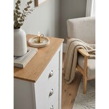 thumbnail of Sideboard mit 5 Schubladen 53x114x39 cm Kommode Weiß / Eiche Modern, Design Anrichte Hoch Schmal, Schubladenkommode