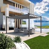 thumbnail of Gazebo Pergola 3x4 M Pergolato Con Telo Grigio Impermeabile Retrattile Richiudibile Struttura In Acciaio Per Giardino Terrazzo Piscina Esterno Fiere