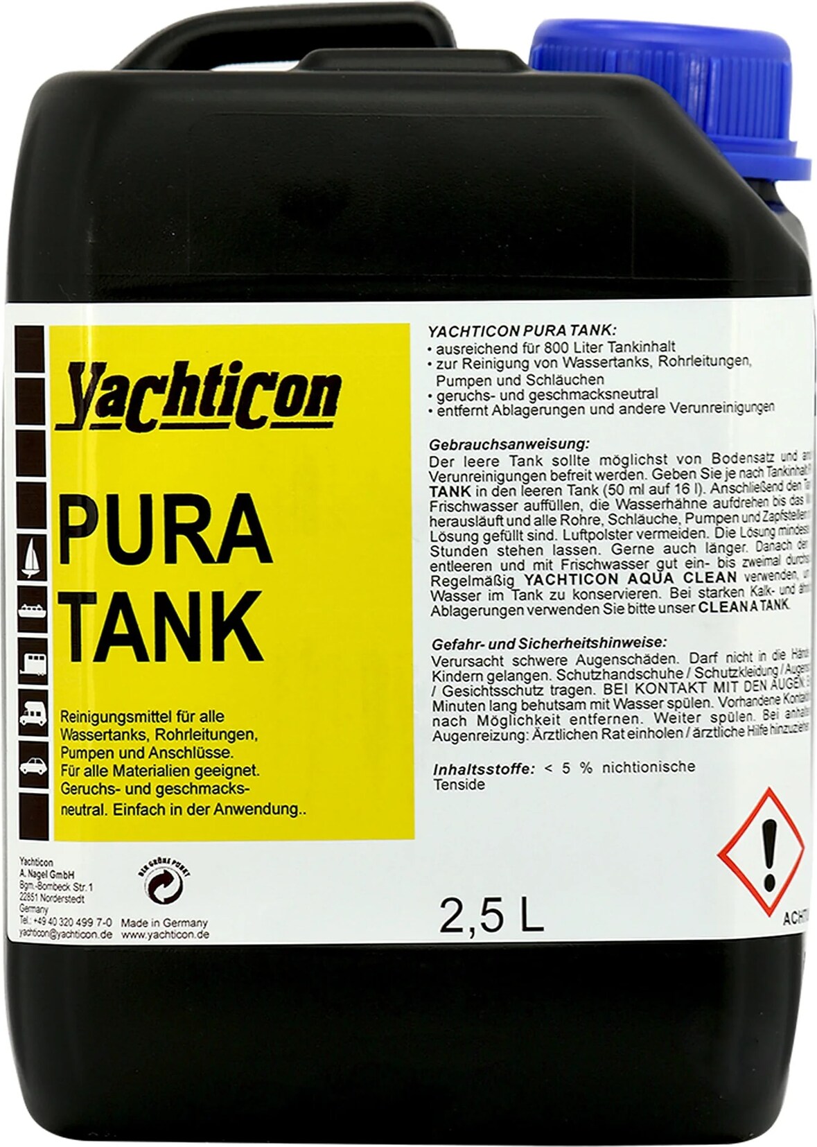 YACHTICON Pura Tank ohne Chlor 2,5 Liter Trinkwasserreiniger