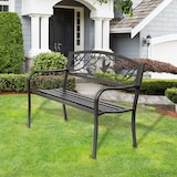 thumbnail of Outsunny banco de jardín de acero banco de exterior con apoyabrazos y respaldo con imagen de animales carga 240 kg para patio terraza 127x60x85 cm