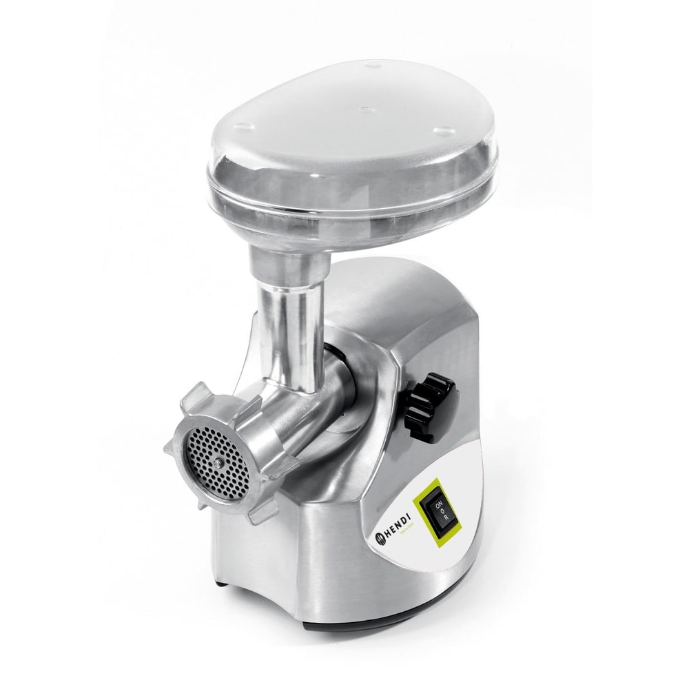 Picadora de carne Hendi 198 con 2 discos de Ø65,8mm y diámetro de orificio de 4 y 7mm