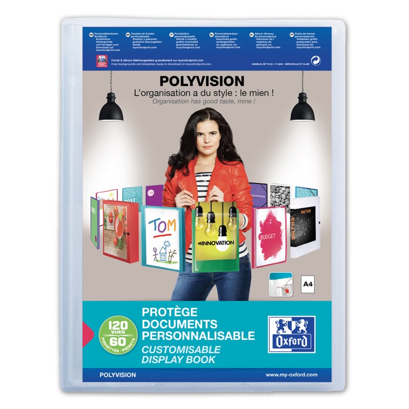 Protège-documents Polyvision A4, 120 vues, en polypro coloris blanc