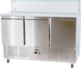 thumbnail of Romux® Saladette und Pizzatisch 3 Türen 136x70 cm für 8 GN 1/6 Behälter mit Marmorplatte und Glashaube | Kühltisch von Pizzen und Salaten