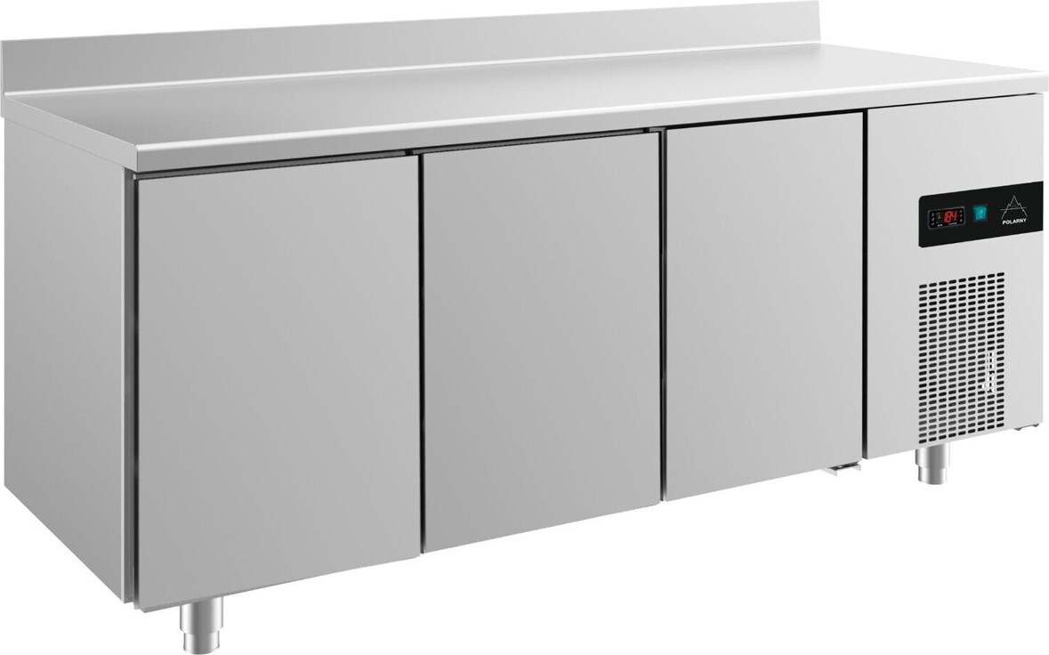 Gastro Edelstahl Kühltisch Umluftkühlung 3 Türen  Aufkantung,1865x700x850mm -2/+8°C