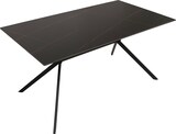 thumbnail of Esszimmertisch HWC-O58, Esstisch Sinterstein Metall, Marmor-Optik 160cm ~ schwarz-gold