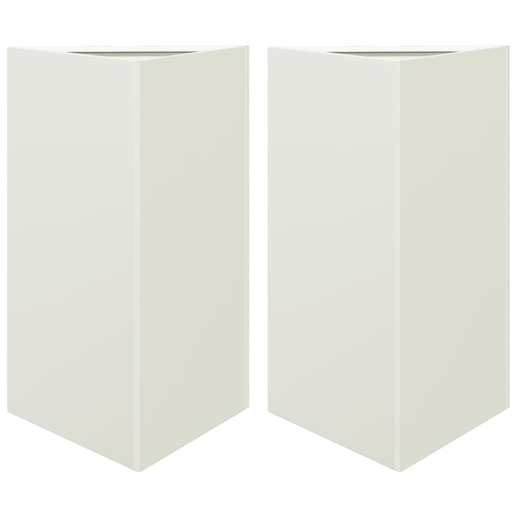 vidaXL Pflanzkübel 2 Stk. Weiß Dreieckig 50x43x75 cm Stahl