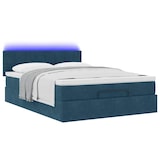 thumbnail of vidaXL Ottoman-Bett mit Matratze & LEDs Dunkelblau 140x190 cm Samt