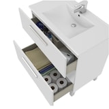 thumbnail of Dmora Mobile sottolavabo Palmdale, Mobiletto per bagno, Armadio a 3 cassetti e specchio, lavabo non incluso, 80x45h86 cm, Bianco lucido