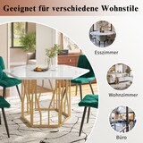 thumbnail of Esstisch sechseckig Weiß+Gold 116x100x75  MDF mit Marmormuster und Stahlgestell in Astform, modern für Esszimmer Wohnzimmer, pflegeleicht