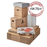 thumbnail of Umzugskomplettpaket 2 bis 3 Zimmer-Wohnung 75 m² (40x Kartons 2x Folie 2kg Packpapier 1x PP 28 2x Decken 20x Etiketten 1x Edding) SET BB-Verpackungen