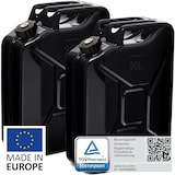thumbnail of BW® Kraftstoffkanister Metall Benzinkanister 2x 20 Liter mit Schraubverschluss - Schwarz - RAL 9005 - TÜV-geprüft und UN-Zulassung - Made in Europe