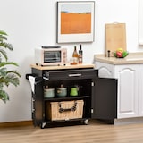 thumbnail of Carrito de Cocina con Armario Cerrado Cajón Toallero y Especiero Estante Ajustable Interior Móvil con Ruedas para Comedor 109x40x89 cm Negro