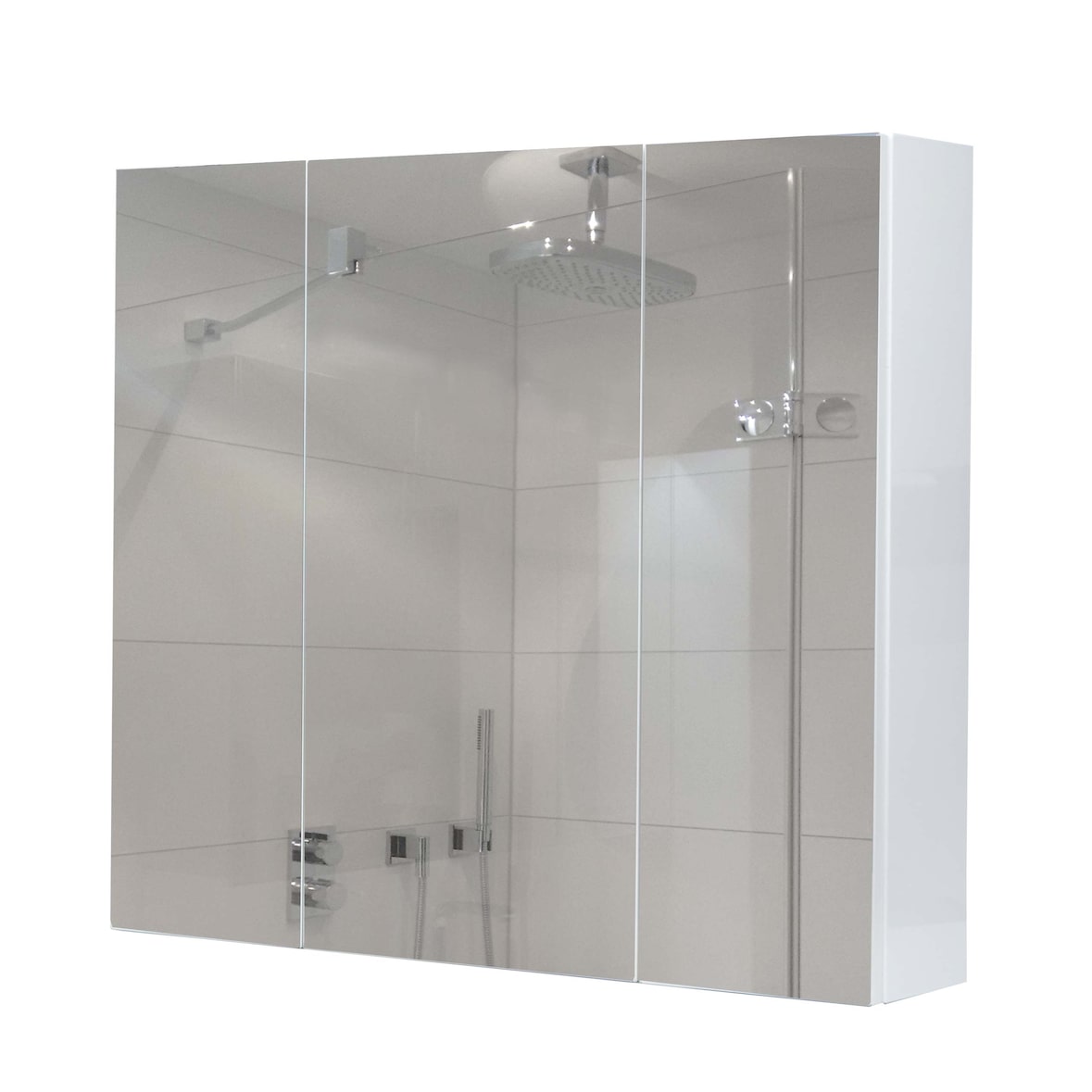 Décoshop26 - Armoire à miroir meuble de salle de bain mural 6 étagères brillant 70 x 80 x 16 cm blanc 04_0005769