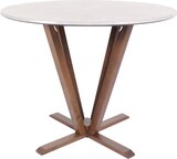 thumbnail of Bistrotisch HWC-M56, Tisch Esstisch, Massiv-Holz HPL Laminat Melamin Ø92cm, Beton-Optik, braunes Gestell