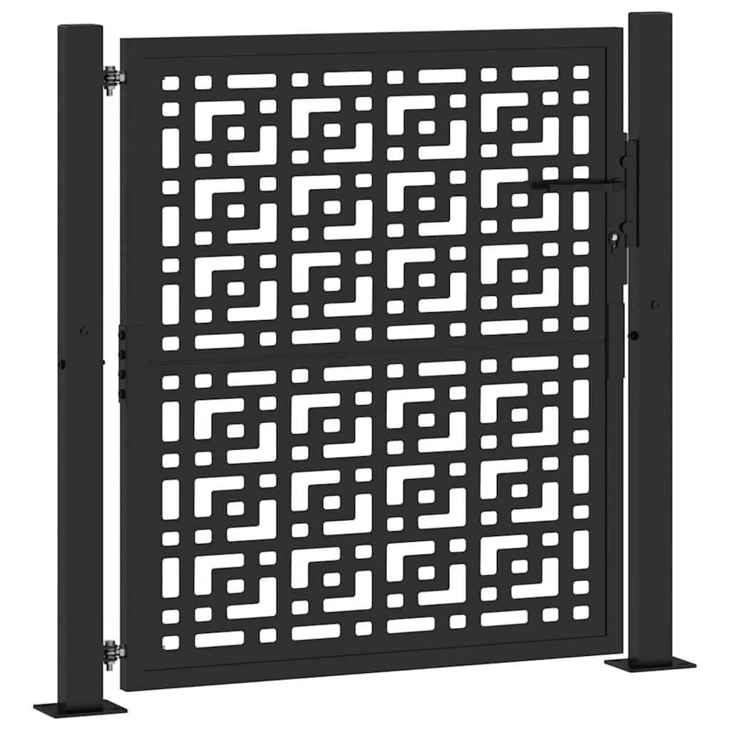 vidaXL Poort met kruisontwerp 105x106 cm staal zwart