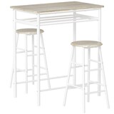 thumbnail of HOMCOM juego de mueble de bar set de mesa alta y 2 taburetes con estante de almacenamiento y marco de metal para cocina comedor 80x50x90 cm