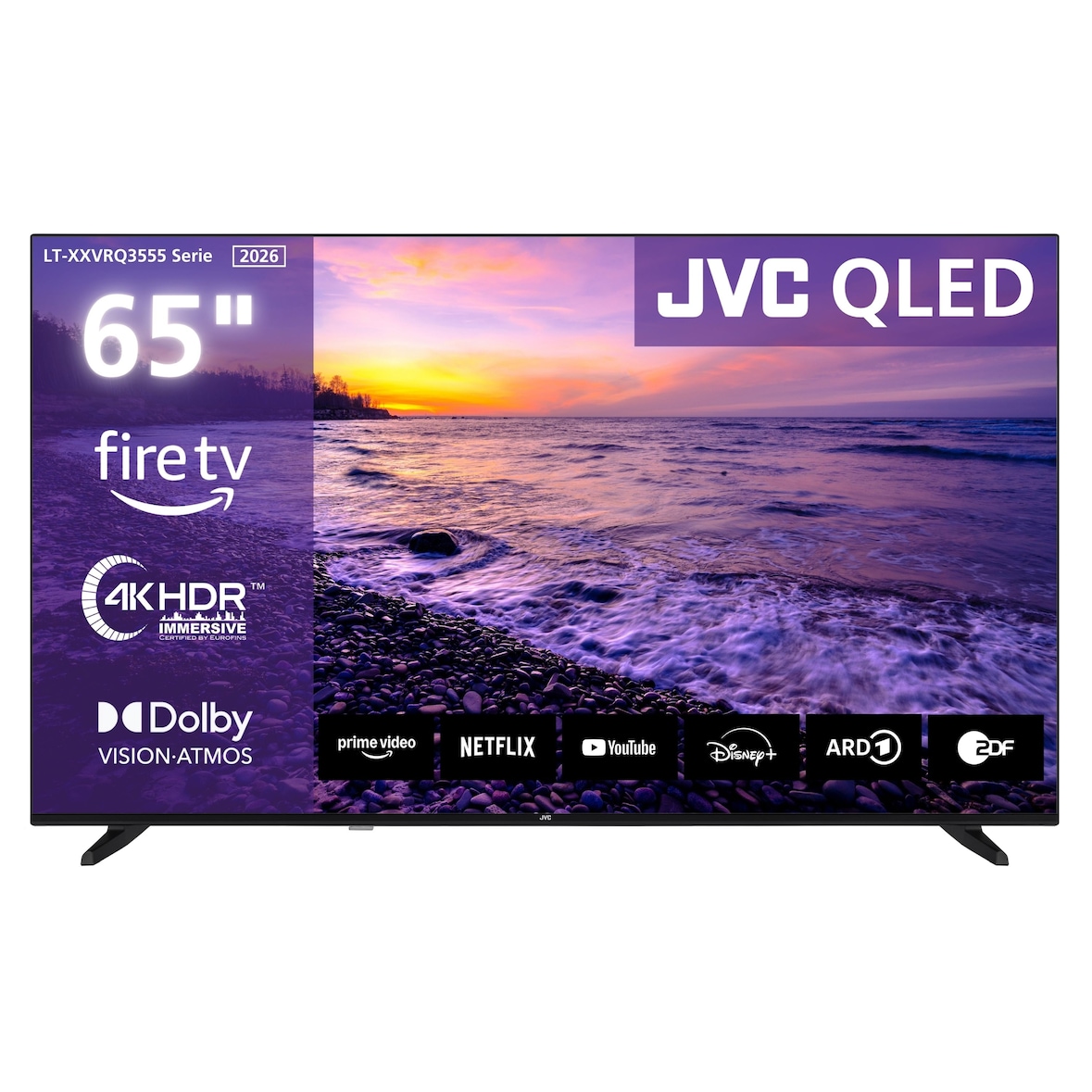 JVC LT-65VRQ3555 QLED Fernseher 65 Zoll Fire TV 4K UHD Smart TV HDR Dolby Vision Atmos, Alexa (2026)