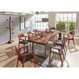 thumbnail of Esstisch Baumkante Akazie nussbaum 260 x 100 schräges U-Gestell schwarz HALMSTAD